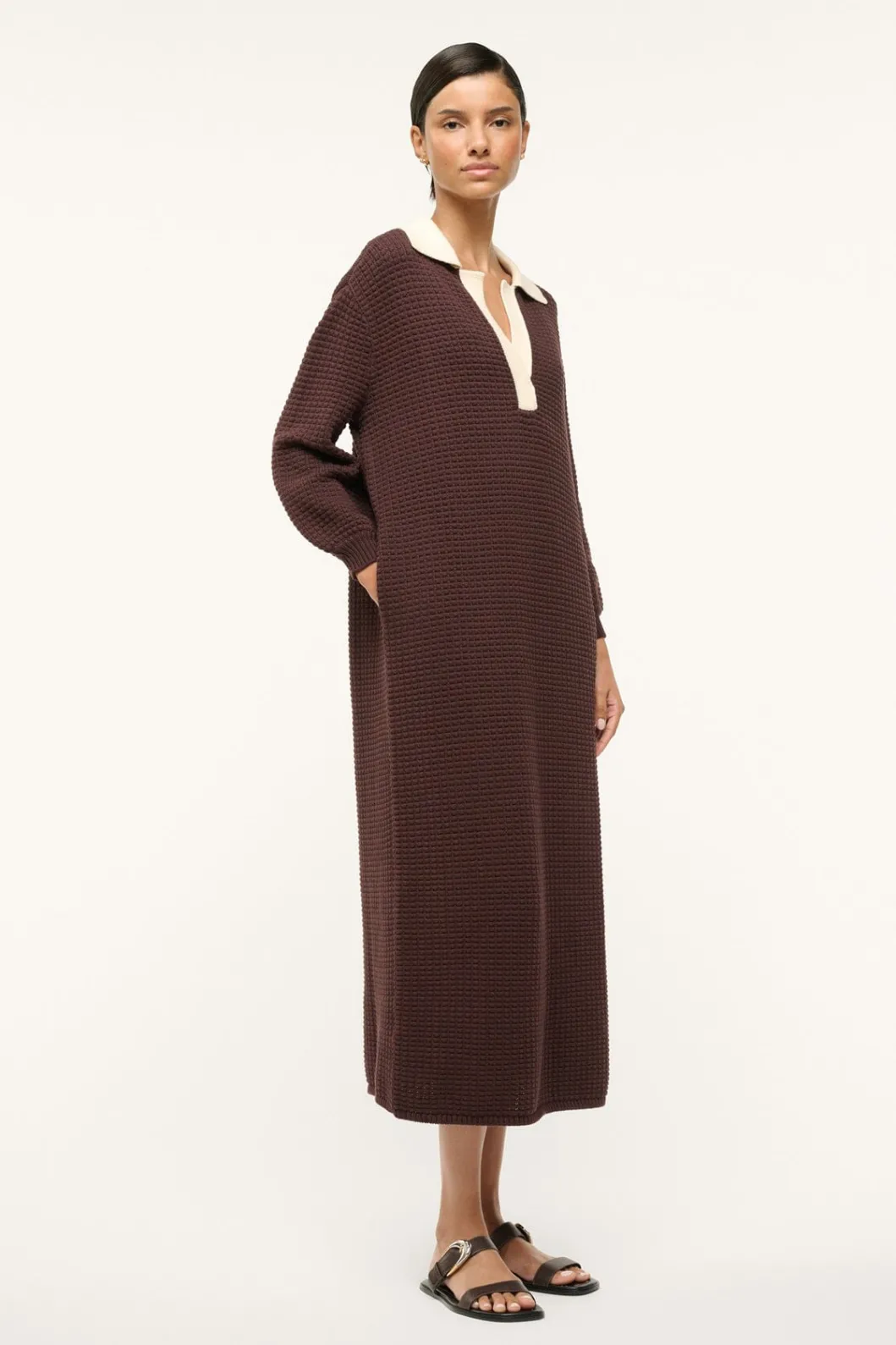 staud_altea_dress_dark_chocolate_ivory_4.webp STAUD ALTEA DRESS DARK CHOCOLATE IVORY< Dresses | Knit Dresses