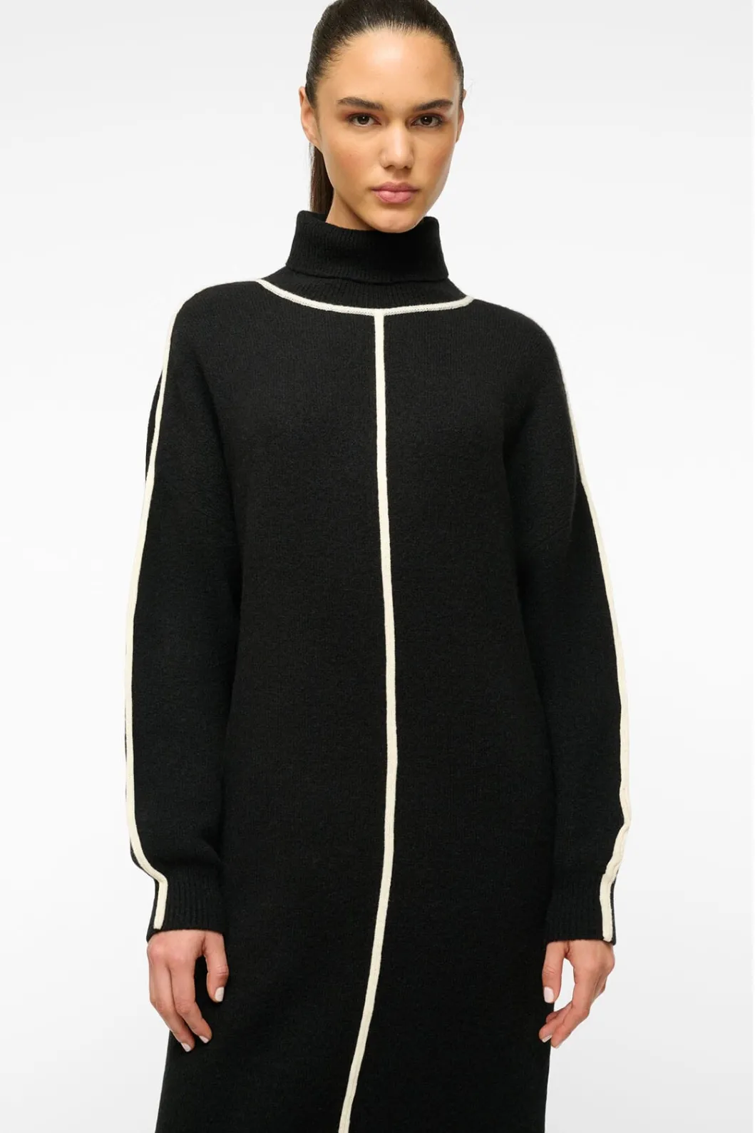 staud_apres_dress_black_ivory_3.webp STAUD APRES DRESS BLACK IVORY< Knit Dresses | Midi Dresses