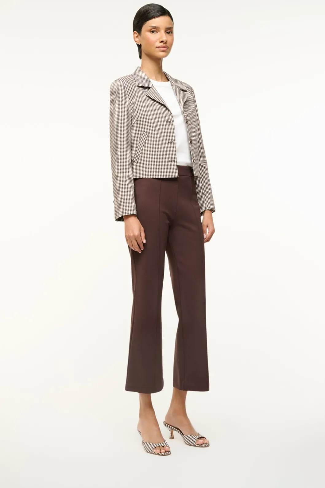 staud_brigitte_mule_dark_chocolate_micro_check_3.webp STAUD BRIGITTE MULE DARK CHOCOLATE MICRO CHECK< Mules & Flats