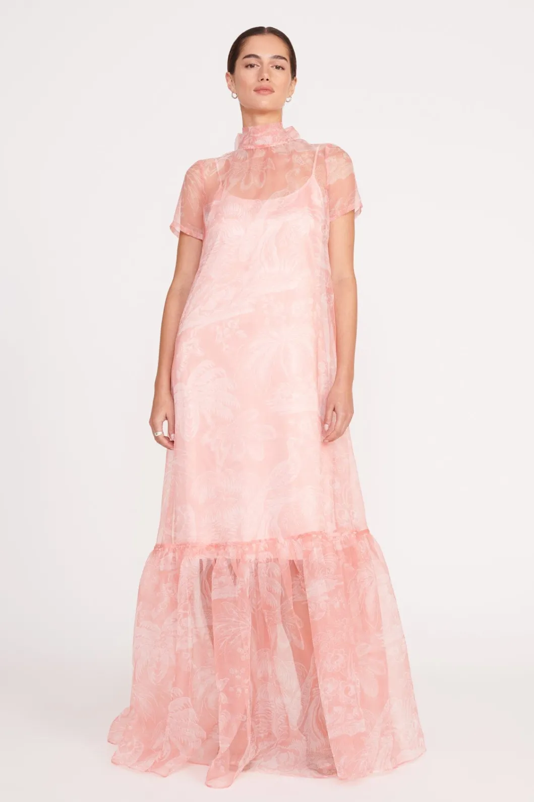 STAUD CALLUNA DRESS CHERRY BLOSSOM IVORY TOILE< The Evening Edit