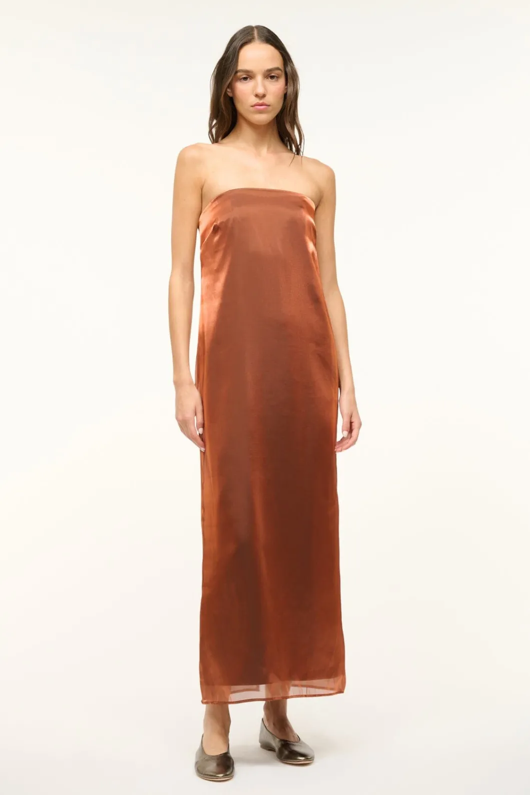 STAUD CASEY DRESS IRIDESCENT CACAO< The Evening Edit