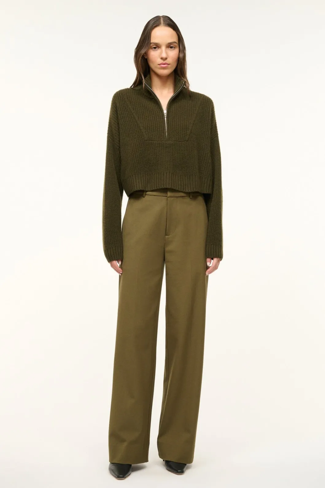 STAUD CASHMERE CROPPED HAMPTON SWEATER< Sweaters