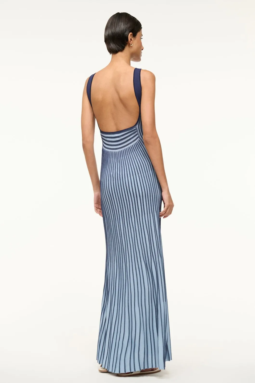 staud_claretta_dress_navy_clear_blue_2.webp STAUD CLARETTA DRESS NAVY CLEAR BLUE< Knit Dresses | Maxi Dresses