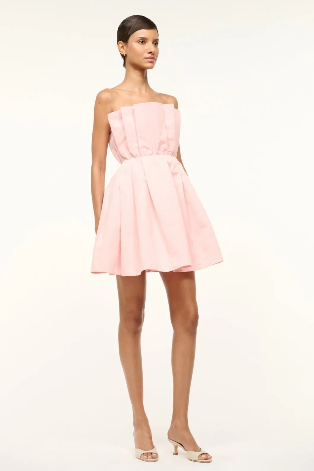 STAUD CORDELIA DRESS POWDER PINK< The Evening Edit