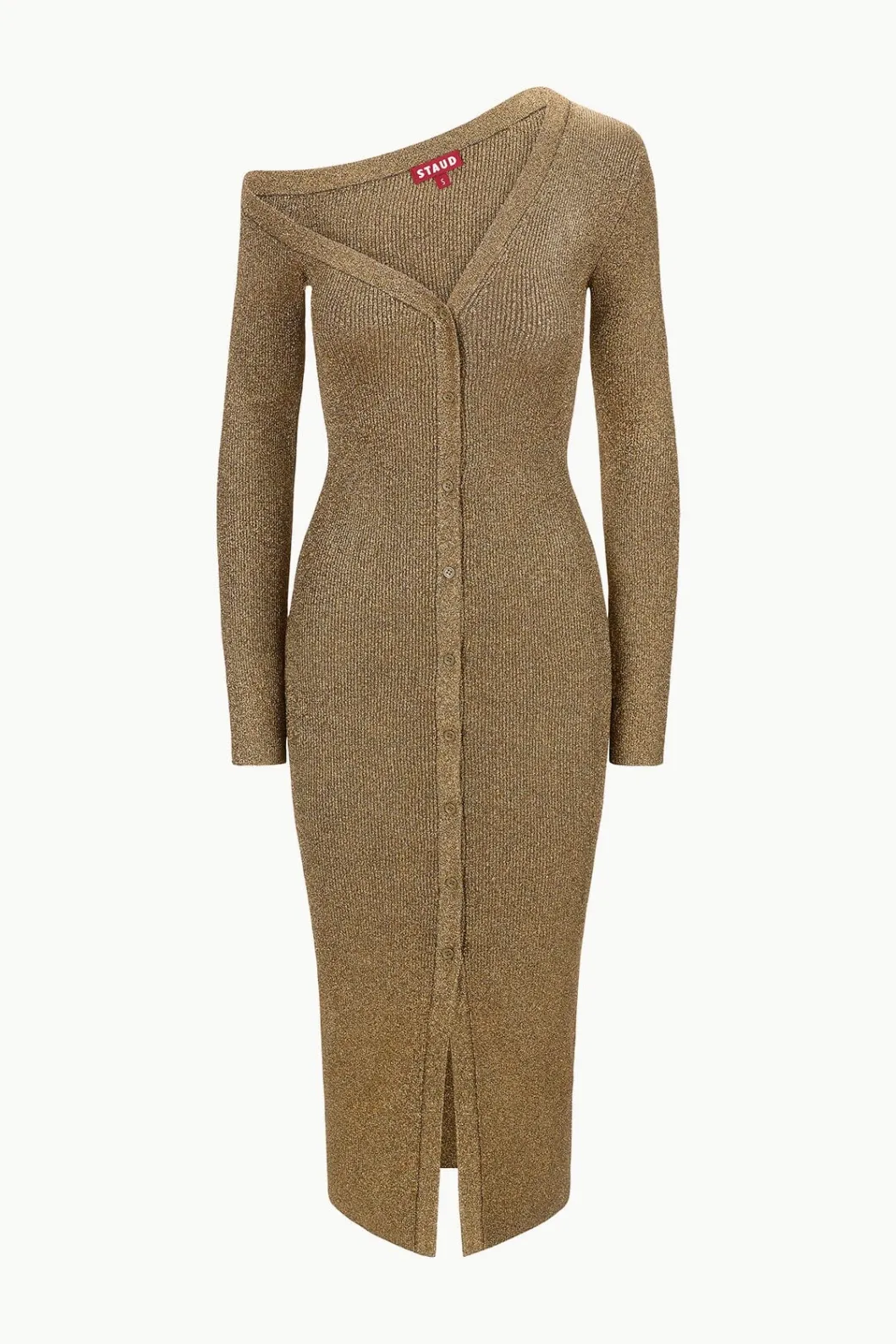 staud_craftsman_sweater_dress_metallic_gold_4.webp STAUD CRAFTSMAN SWEATER DRESS METALLIC GOLD< Dresses | Knit Dresses