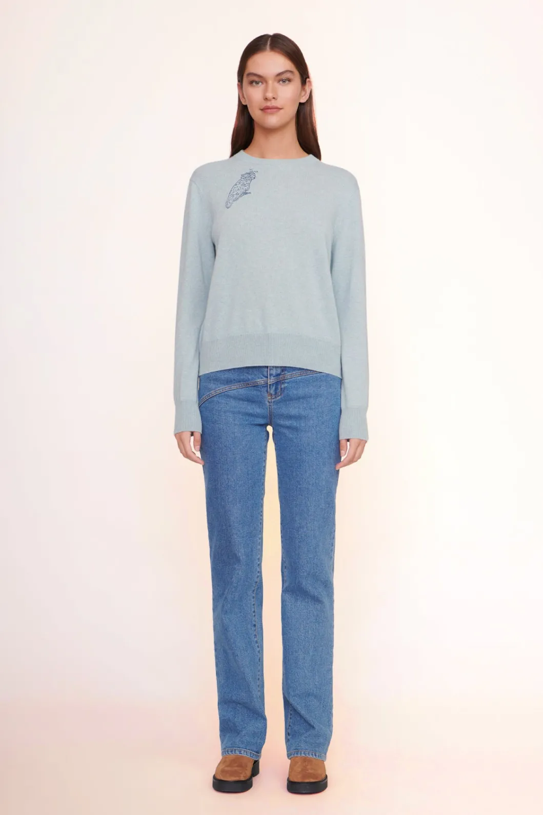 staud_custom_cashmere_crewneck_sweater__light_blue_2.webp STAUD CUSTOM CASHMERE CREWNECK SWEATER | LIGHT BLUE< Custom Clothing