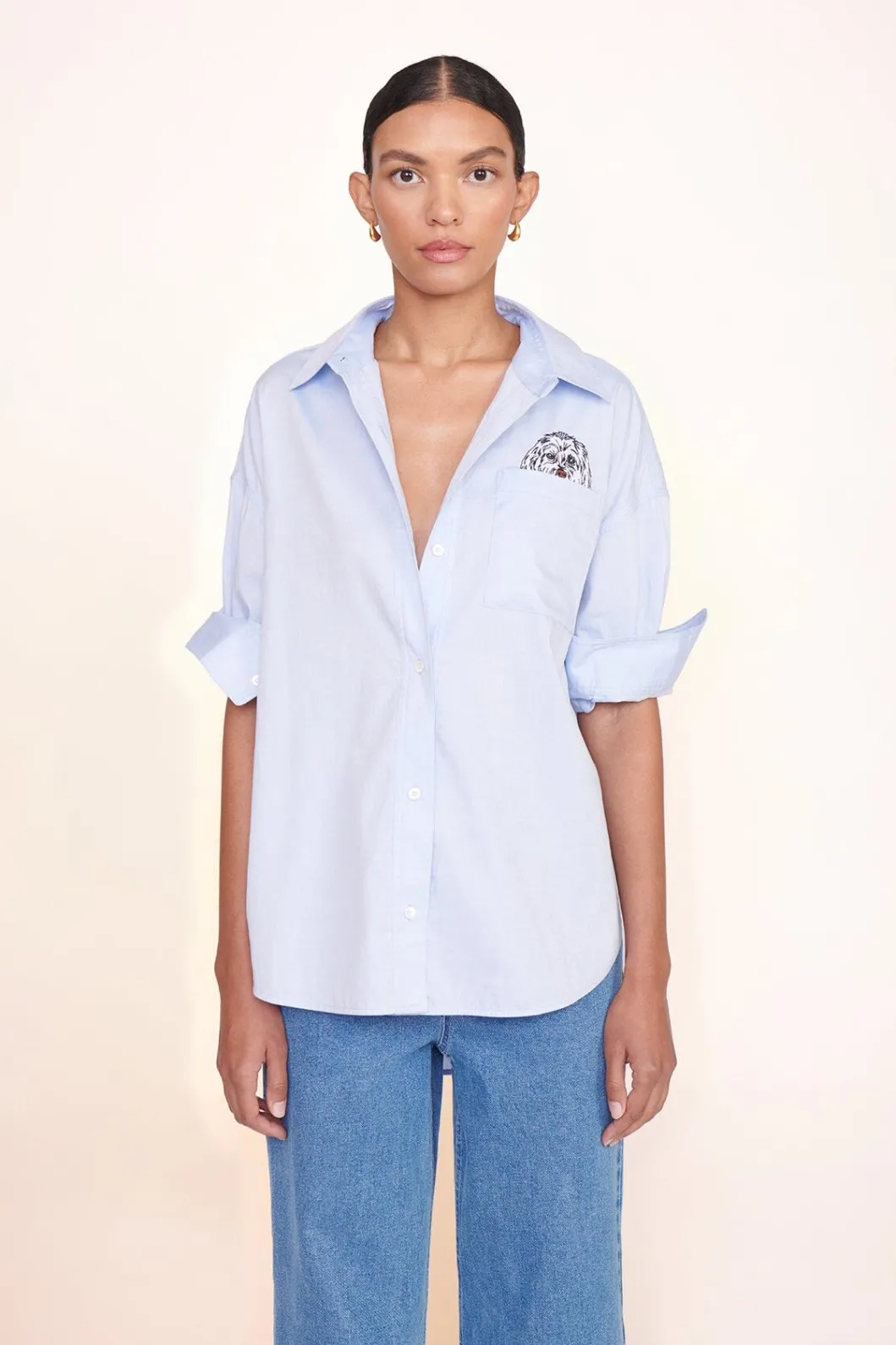 STAUD CUSTOM CLASSIC OVERSIZED SHIRT | OXFORD BLUE< Custom Clothing