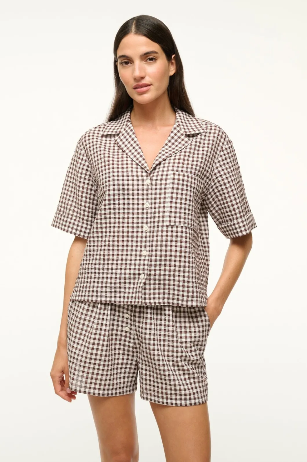 staud_gabi_short_dark_chocolate_gingham_6.webp STAUD GABI SHORT DARK CHOCOLATE GINGHAM< Swim | Cover-ups