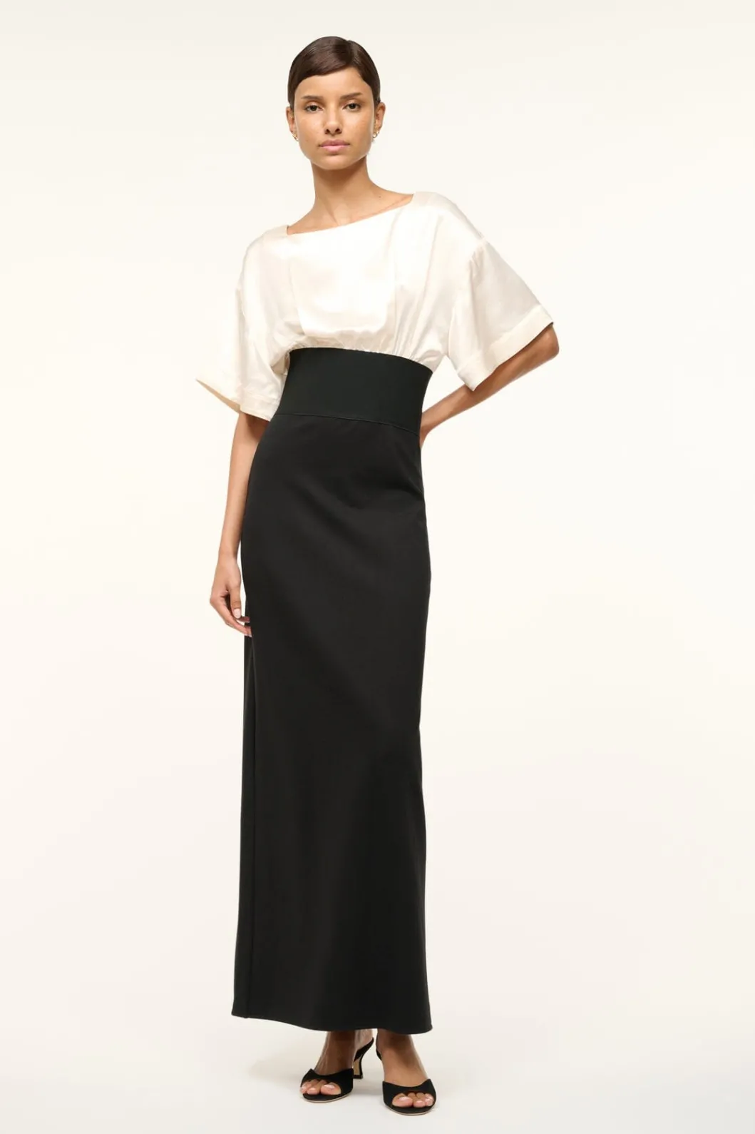 STAUD GARNET DRESS IVORY BLACK< The Evening Edit | Maxi Dresses