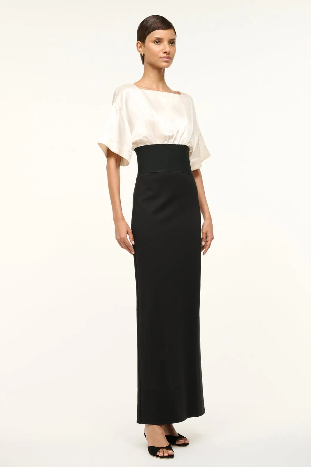 STAUD GARNET DRESS IVORY BLACK< The Evening Edit | Maxi Dresses