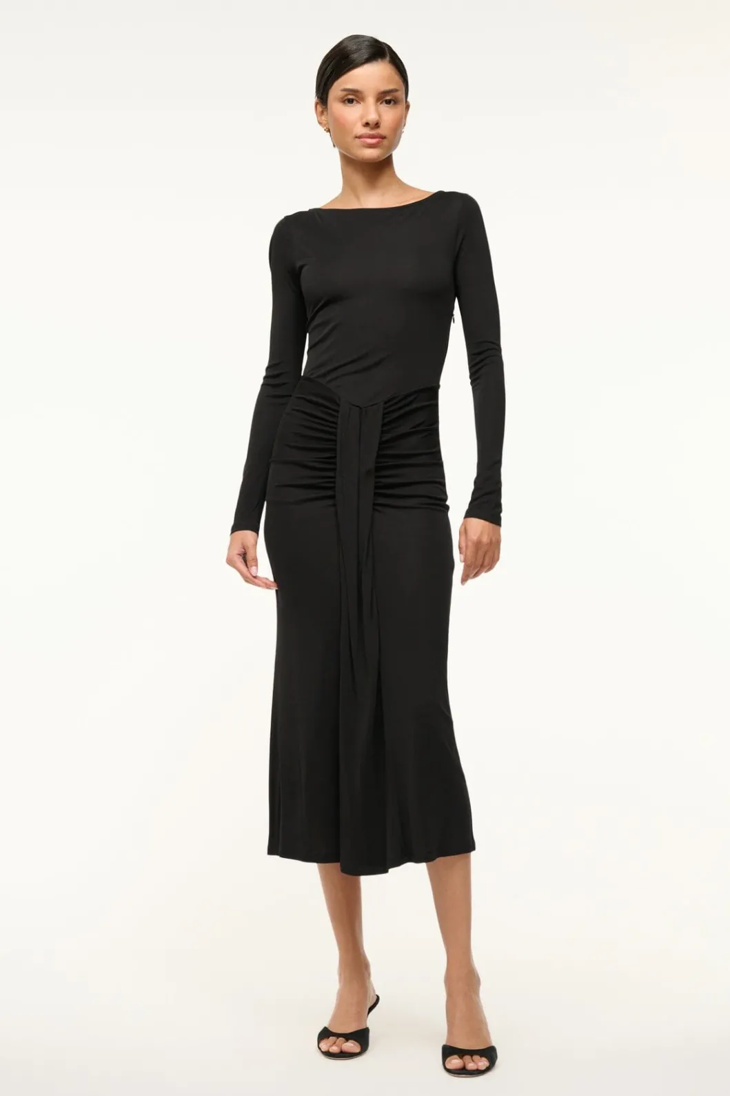 staud_gres_dress_black_2.webp STAUD GRES DRESS< The Evening Edit | Midi Dresses