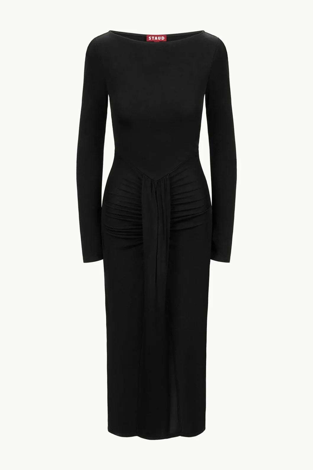 staud_gres_dress_black_5.webp STAUD GRES DRESS< The Evening Edit | Midi Dresses