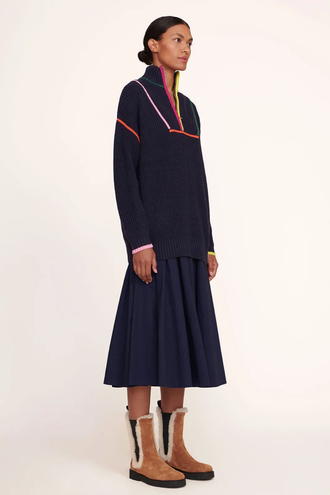STAUD HAMPTON SWEATER NAVY MULTI< Sweaters