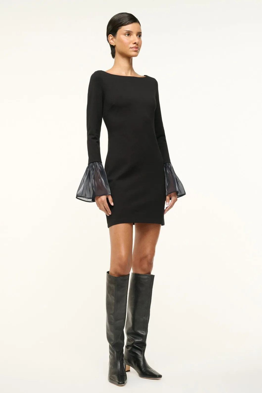 STAUD HAWTHORNE DRESS BLACK NAVY< The Evening Edit