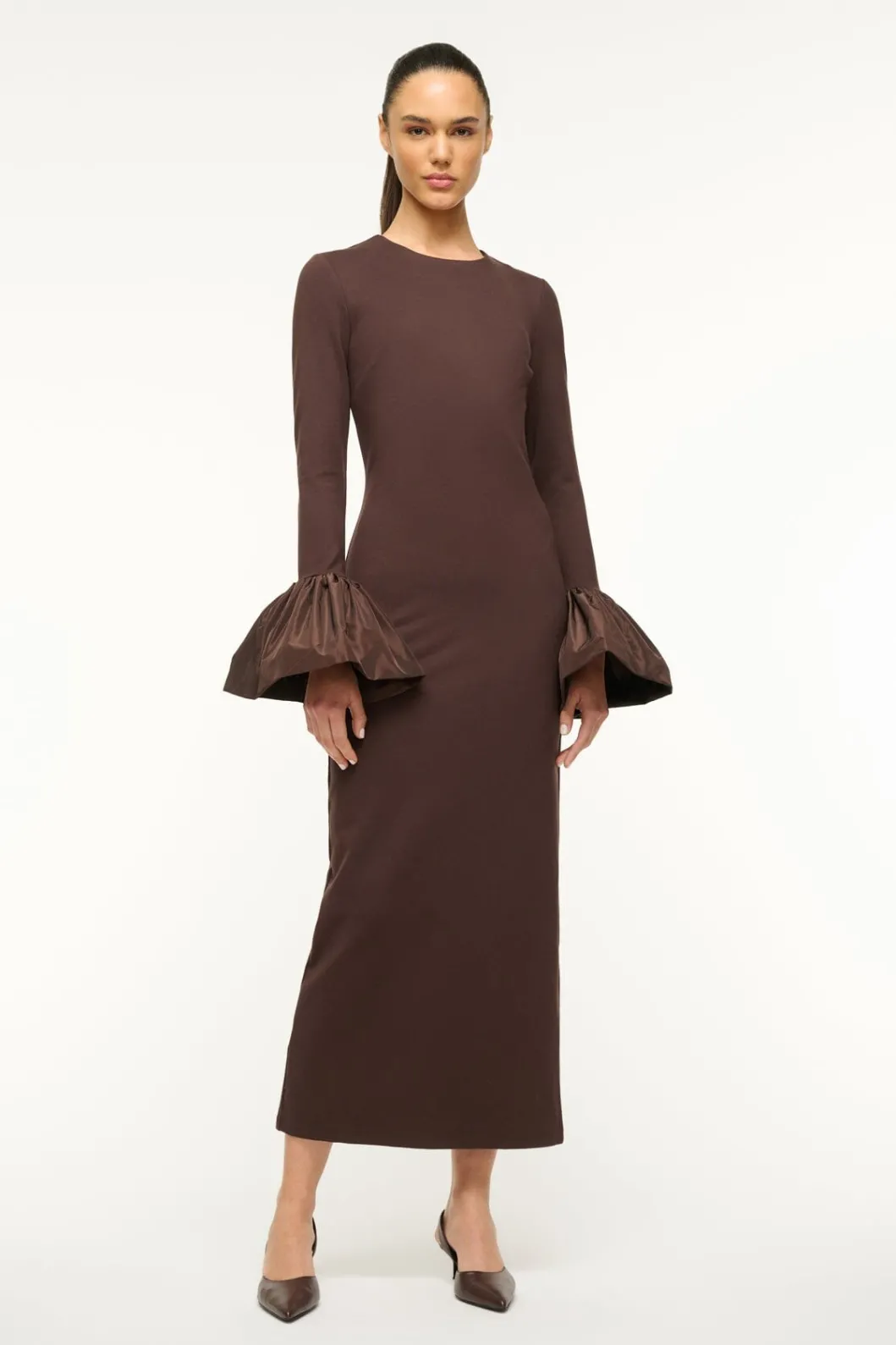 STAUD HAWTHORNE MAXI DRESS DARK CHOCOLATE< The Evening Edit | Maxi Dresses