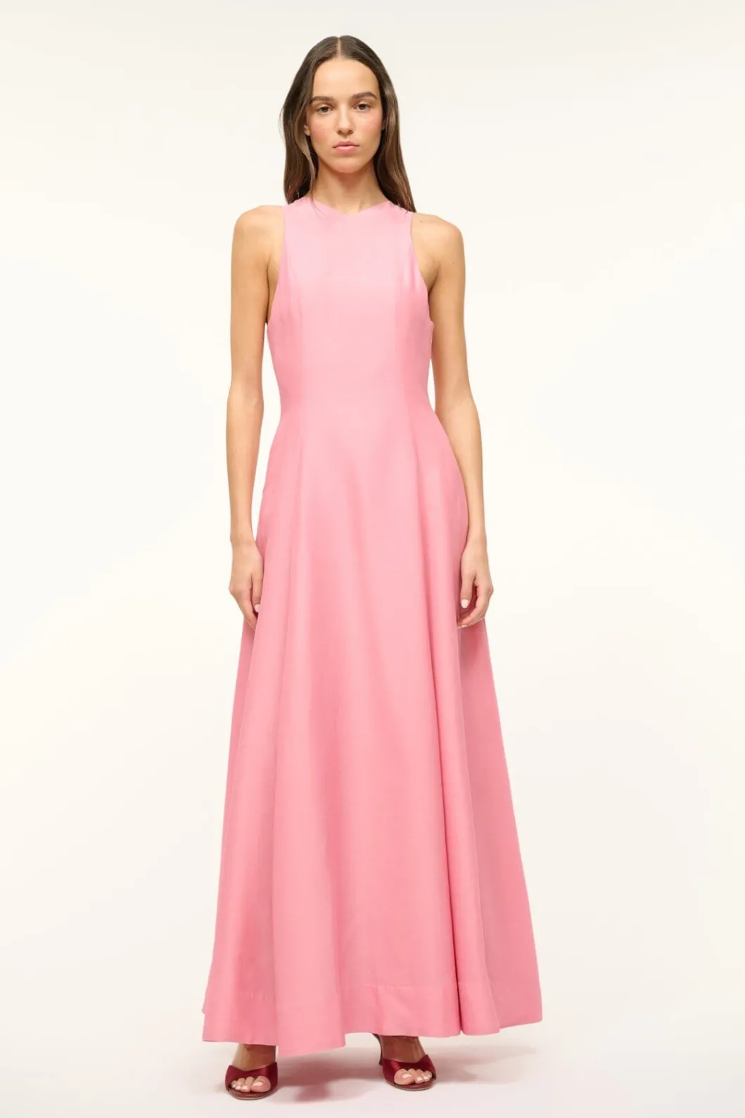 STAUD HEIKE DRESS DAMASK PINK< The Evening Edit
