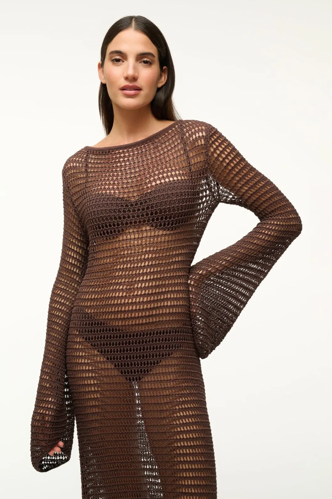 staud_lorena_dress_dark_chocolate_3.webp STAUD LORENA DRESS DARK CHOCOLATE< Swim | Cover-ups