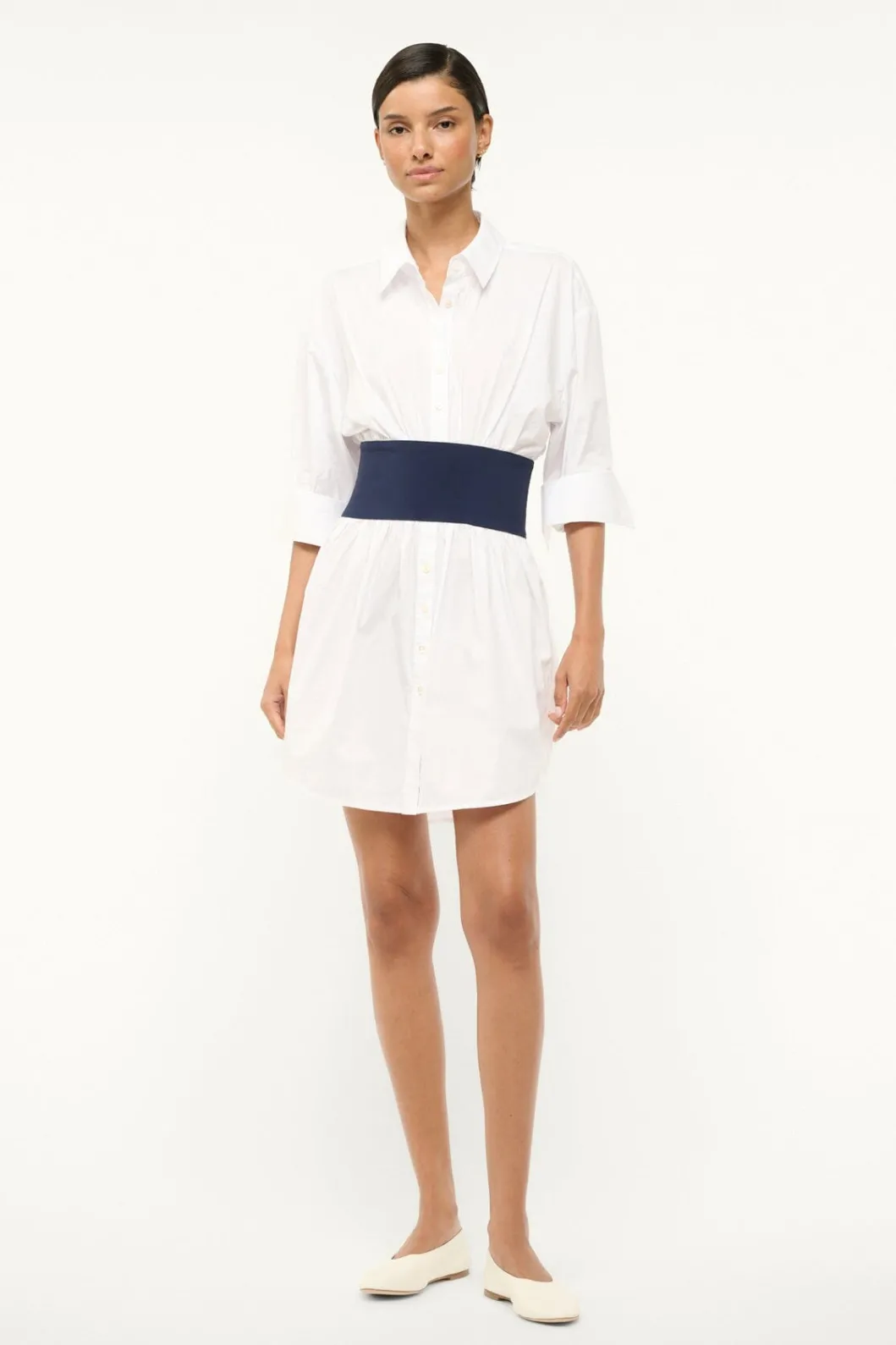 STAUD MICHELLE DRESS WHITE NAVY< Mini Dresses | Dresses