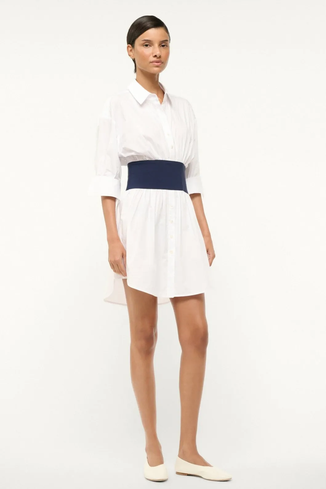 STAUD MICHELLE DRESS WHITE NAVY< Mini Dresses | Dresses