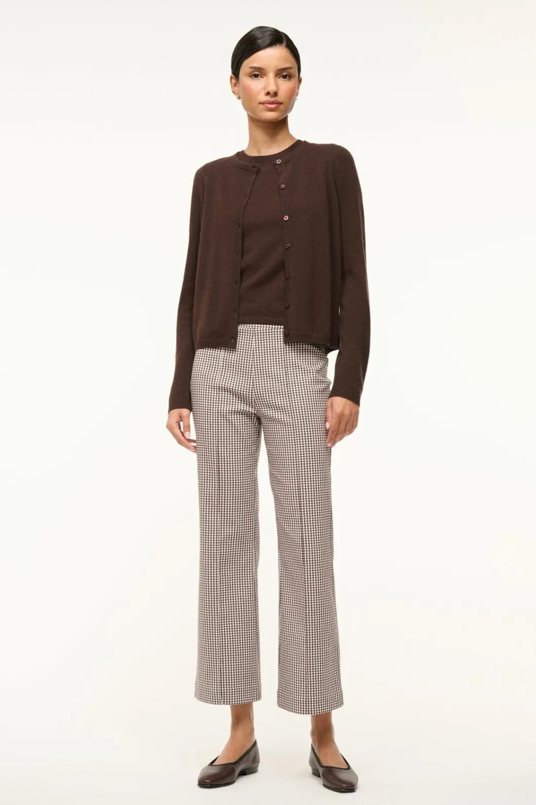 STAUD MIDNIGHT CASHMERE CARDIGAN DARK CHOCOLATE< Sweaters