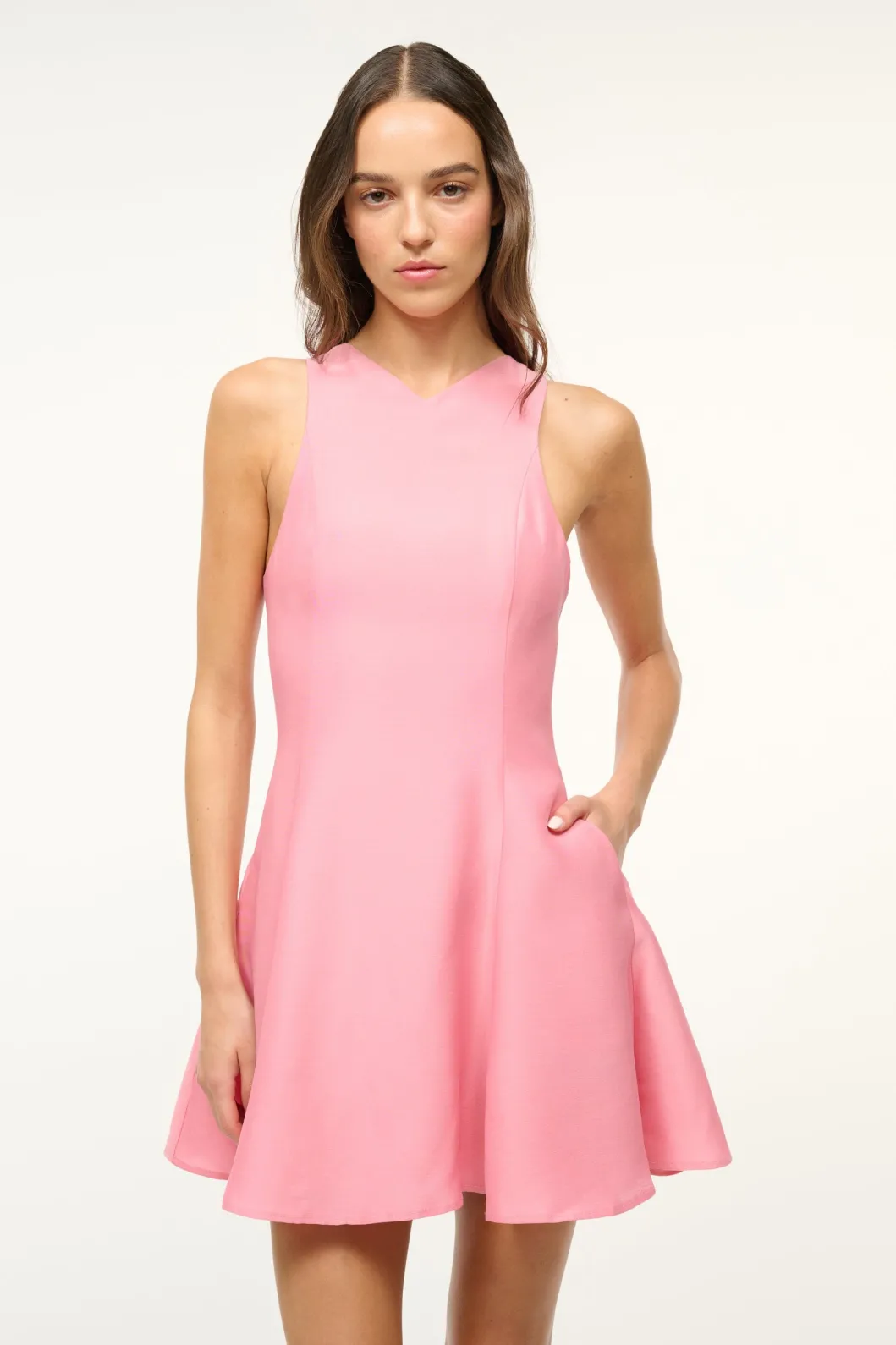 staud_mini_heike_dress_damask_pink_2.webp STAUD MINI HEIKE DRESS DAMASK PINK< The Evening Edit | Mini Dresses