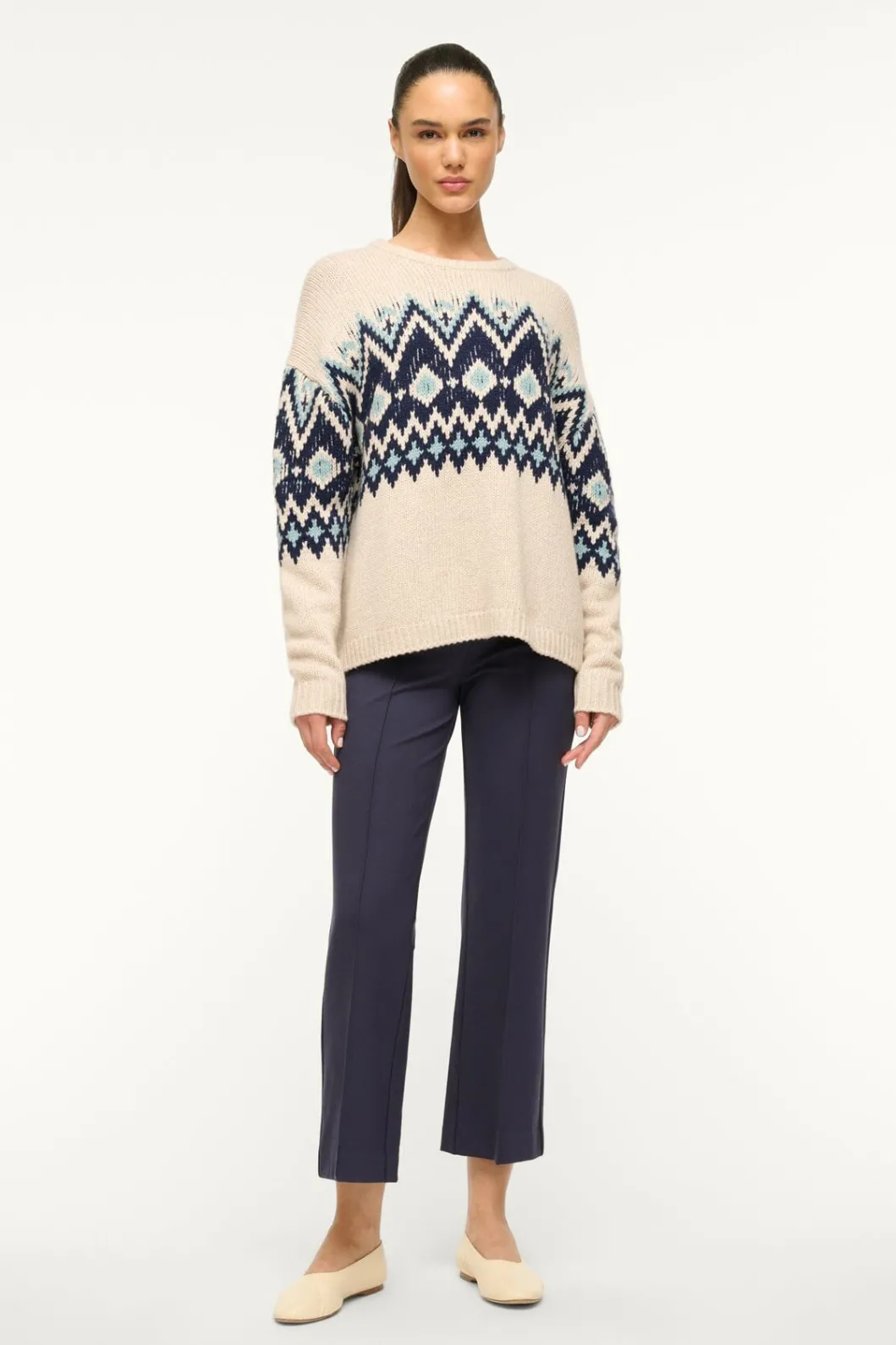 STAUD MORITZ SWEATER OATMEAL MULTI FAIRISLE< Sweaters