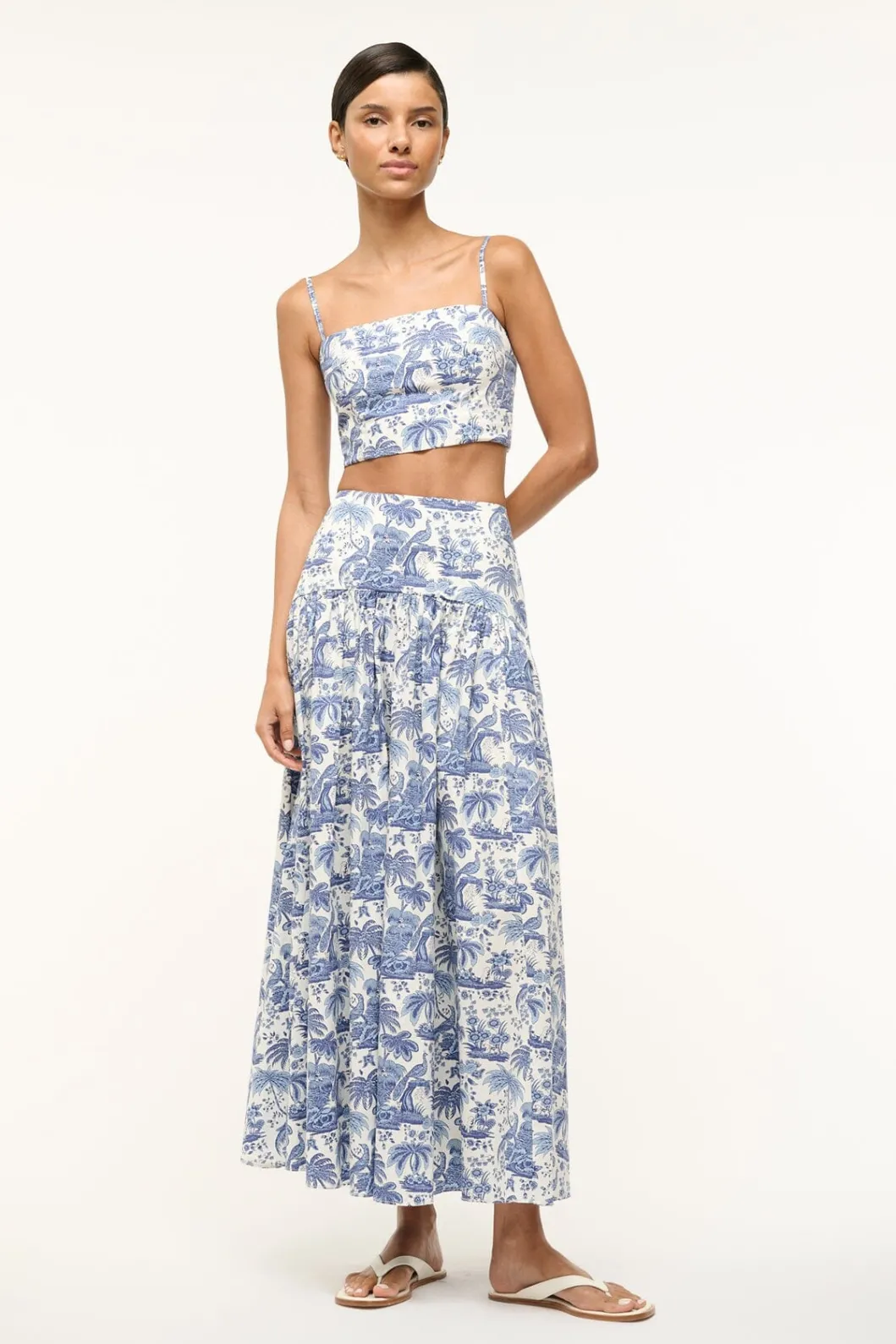 STAUD PROCIDA SKIRT BLUE TOILE< Skirts