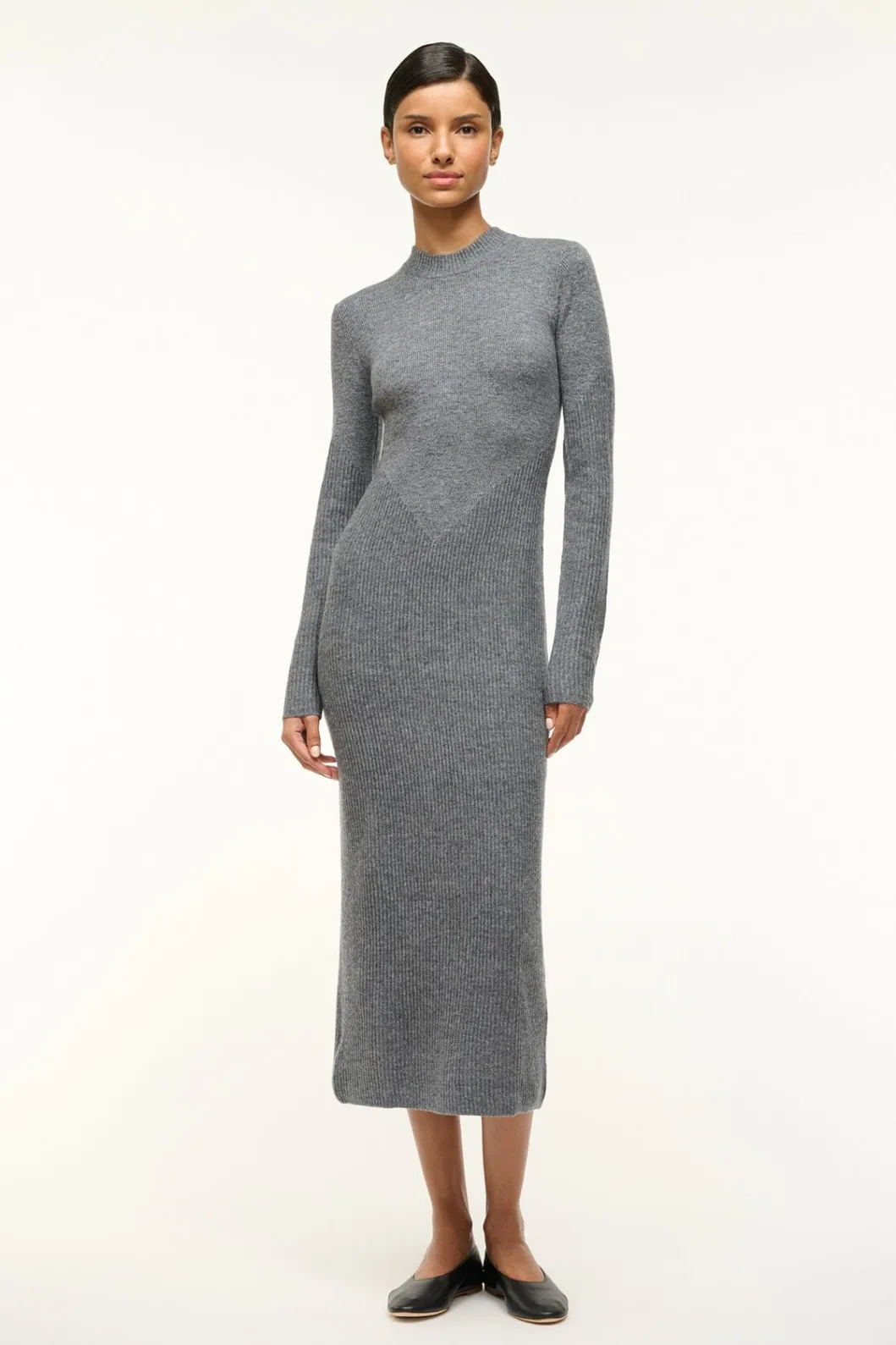 STAUD RAMONA DRESS CHARCOAL GREY< Dresses
