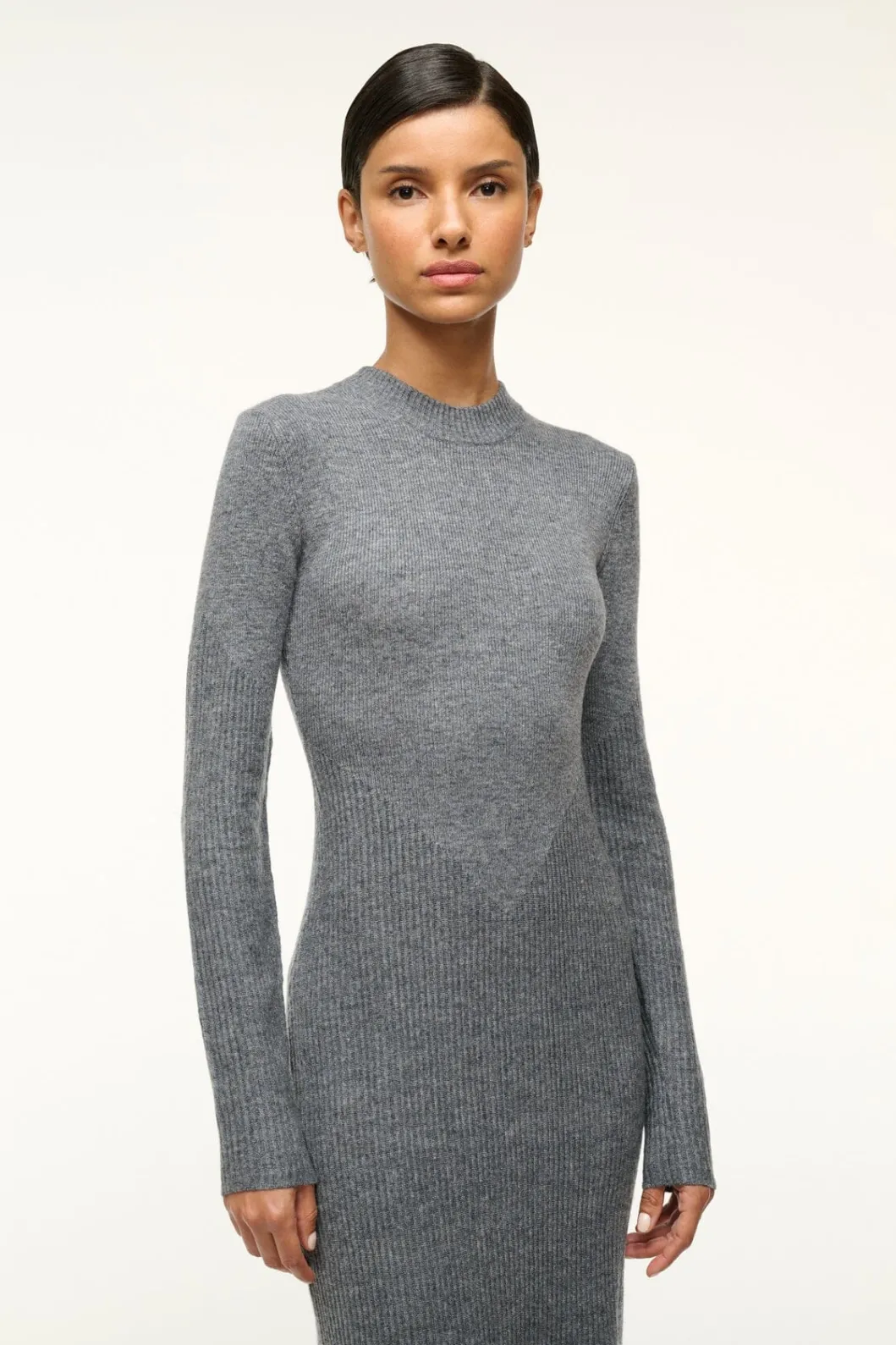 STAUD RAMONA DRESS CHARCOAL GREY< Dresses