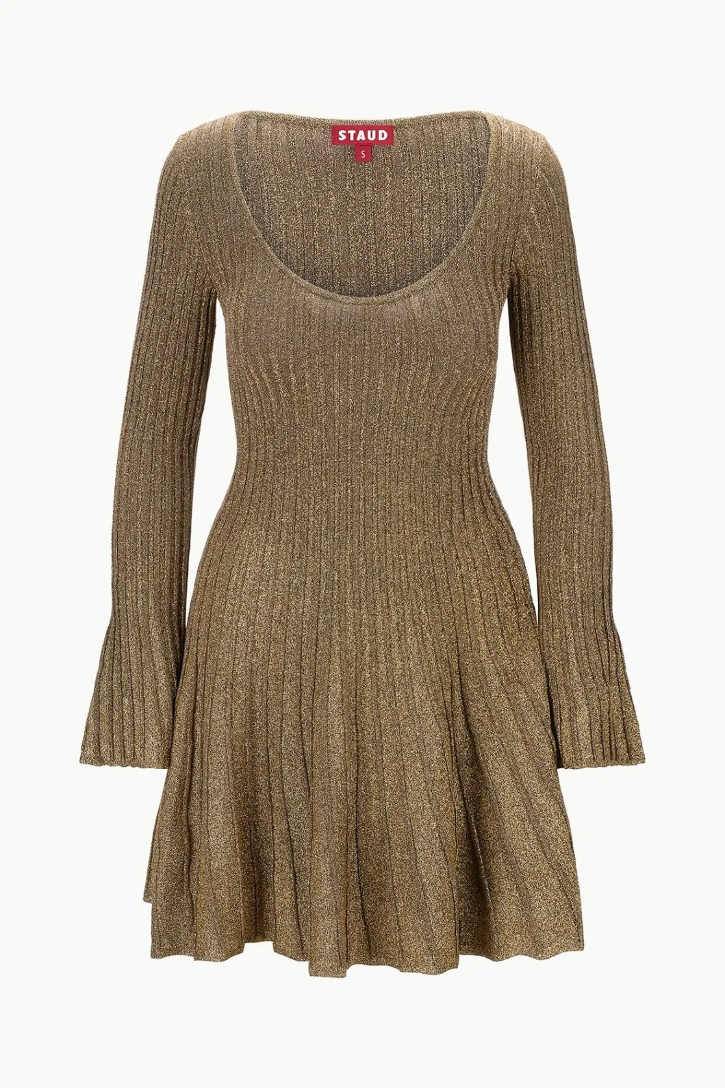 staud_raquel_dress_metallic_gold_4.webp STAUD RAQUEL DRESS METALLIC GOLD< Knit Dresses | Mini Dresses