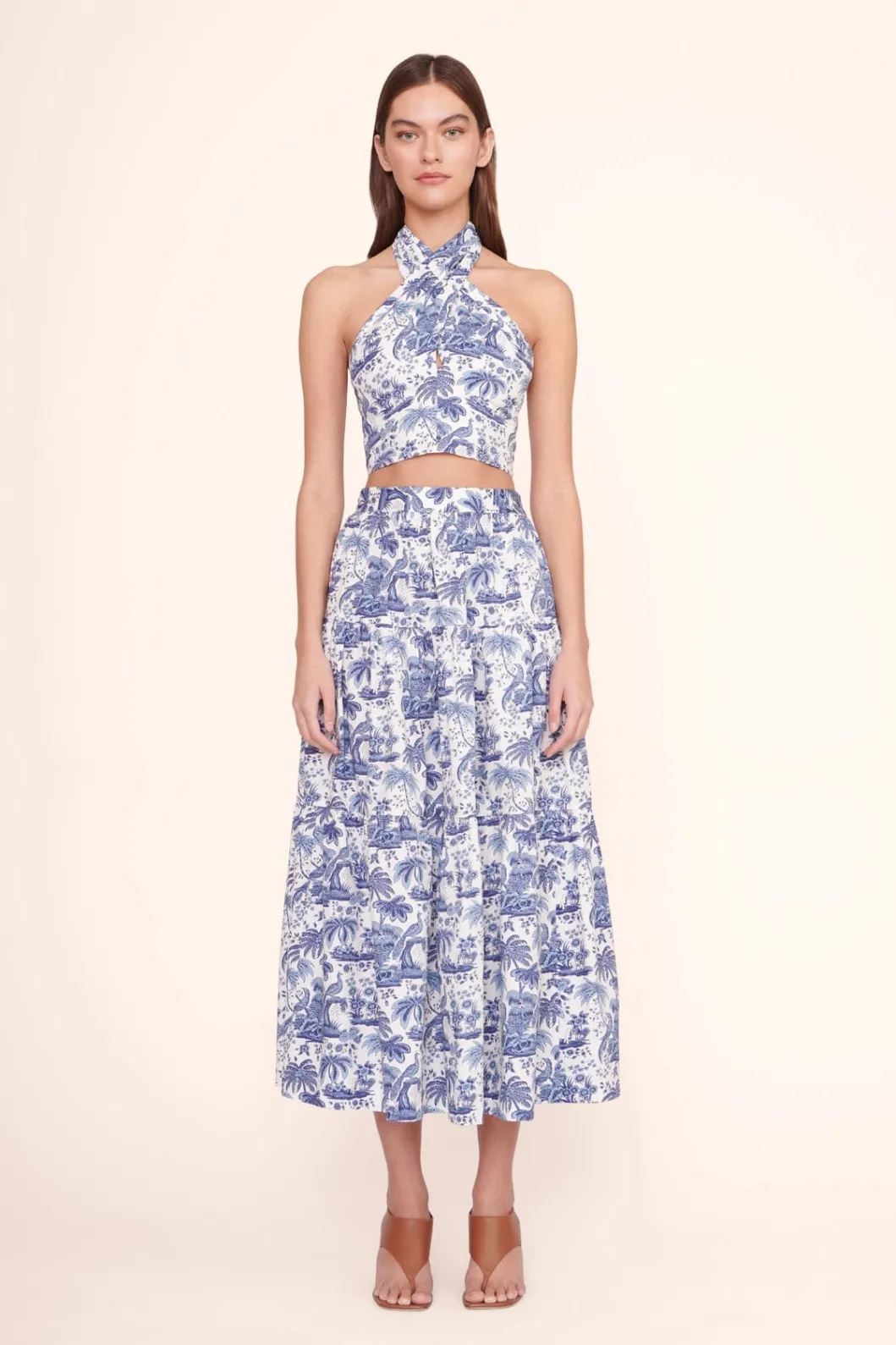 STAUD SEA SKIRT BLUE TOILE< Skirts