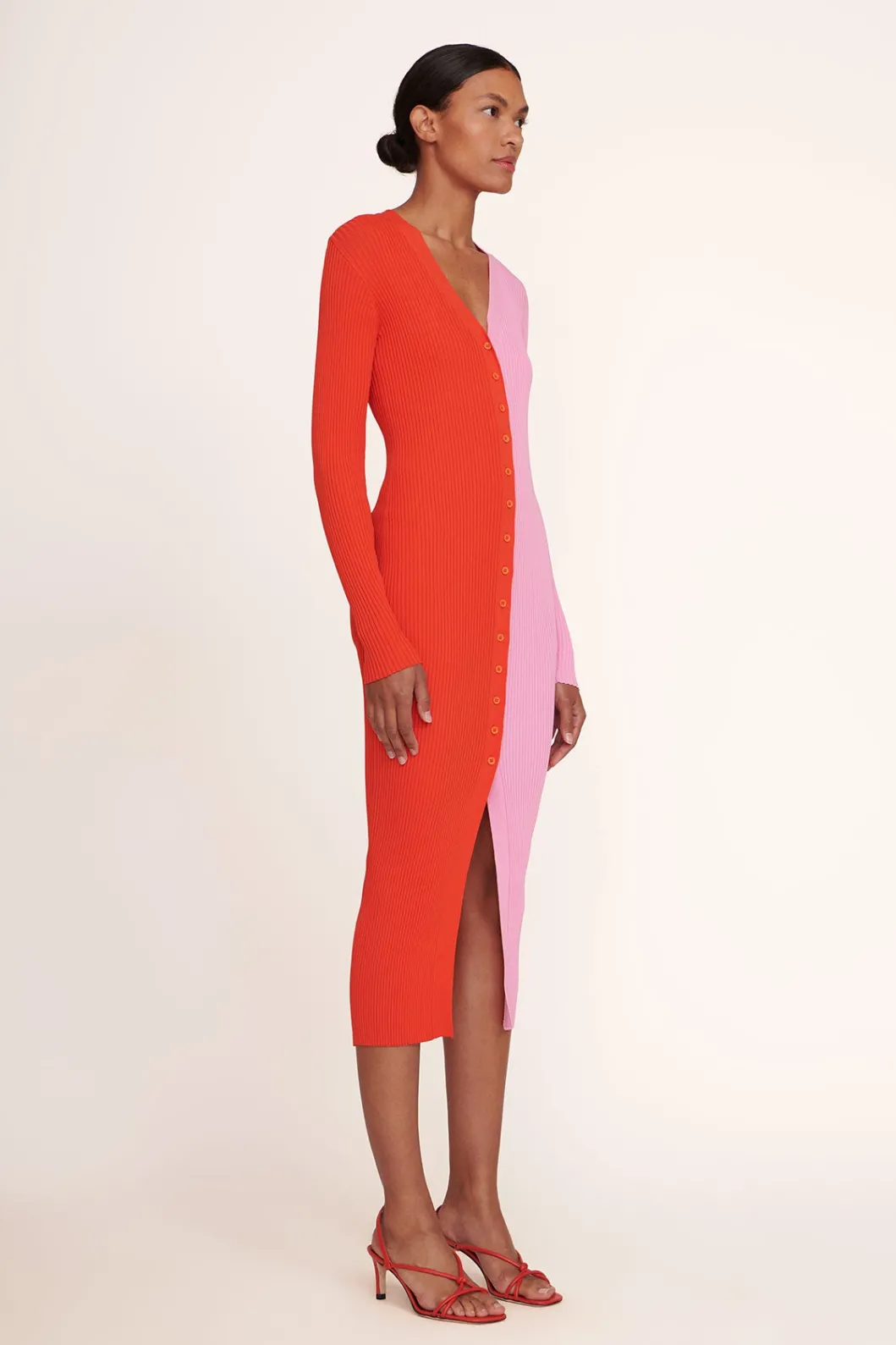 STAUD SHOKO SWEATER POPPY ROSEBUD< Knit Dresses | Midi Dresses