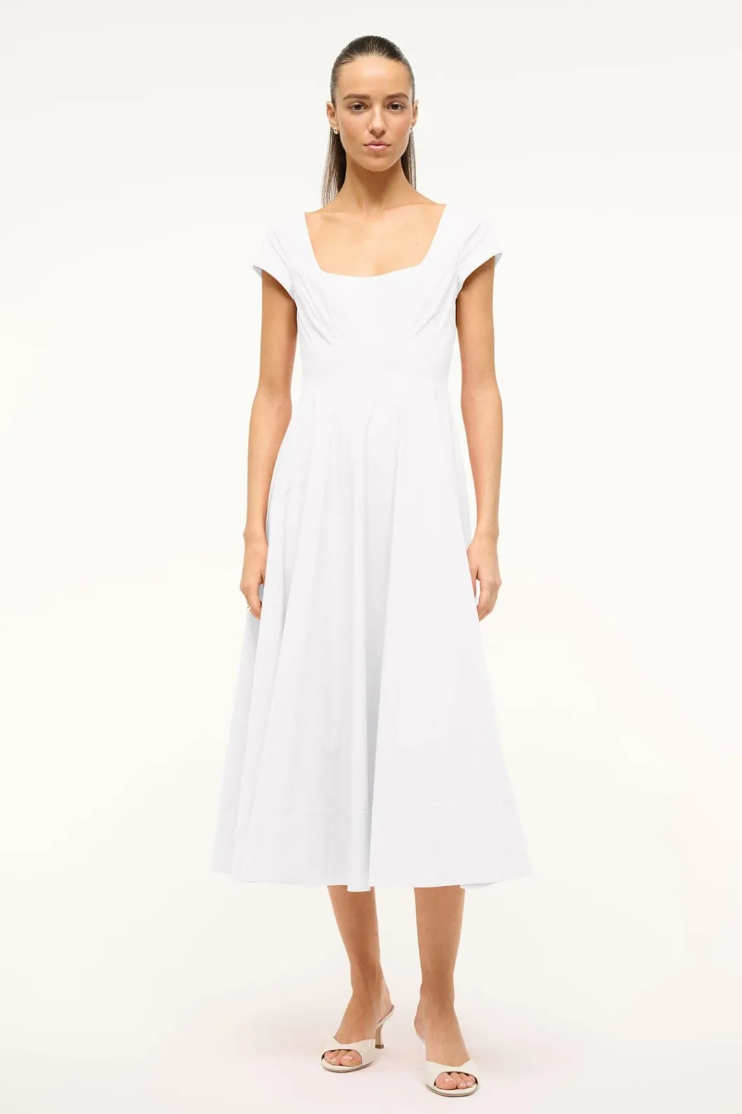 STAUD SHORT SLEEVE WELLS DRESS< Midi Dresses | Dresses