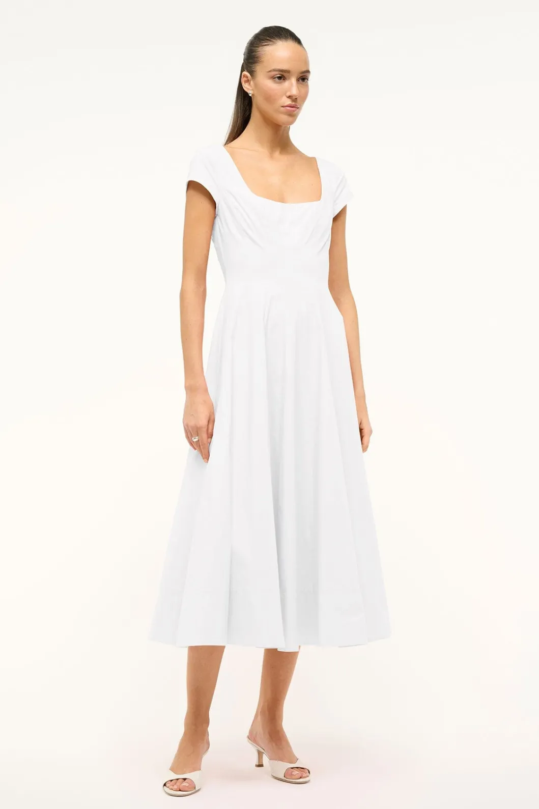 STAUD SHORT SLEEVE WELLS DRESS< Midi Dresses | Dresses