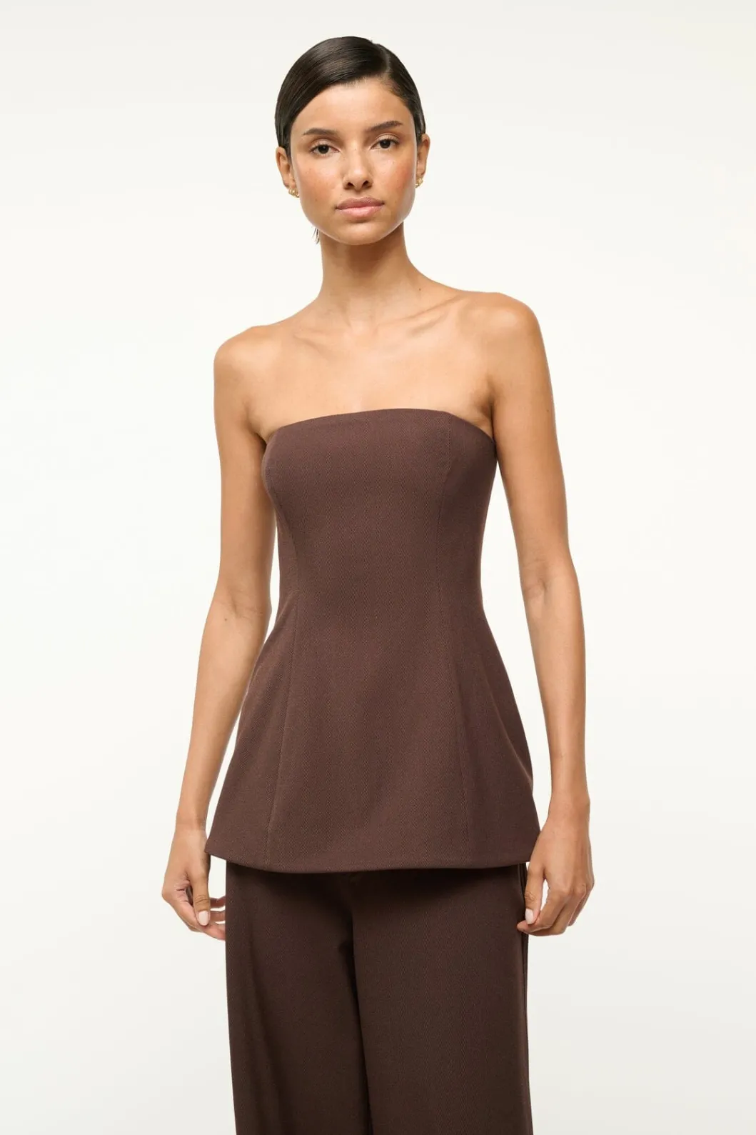 STAUD SILVIA TOP DARK CHOCOLATE< Tops