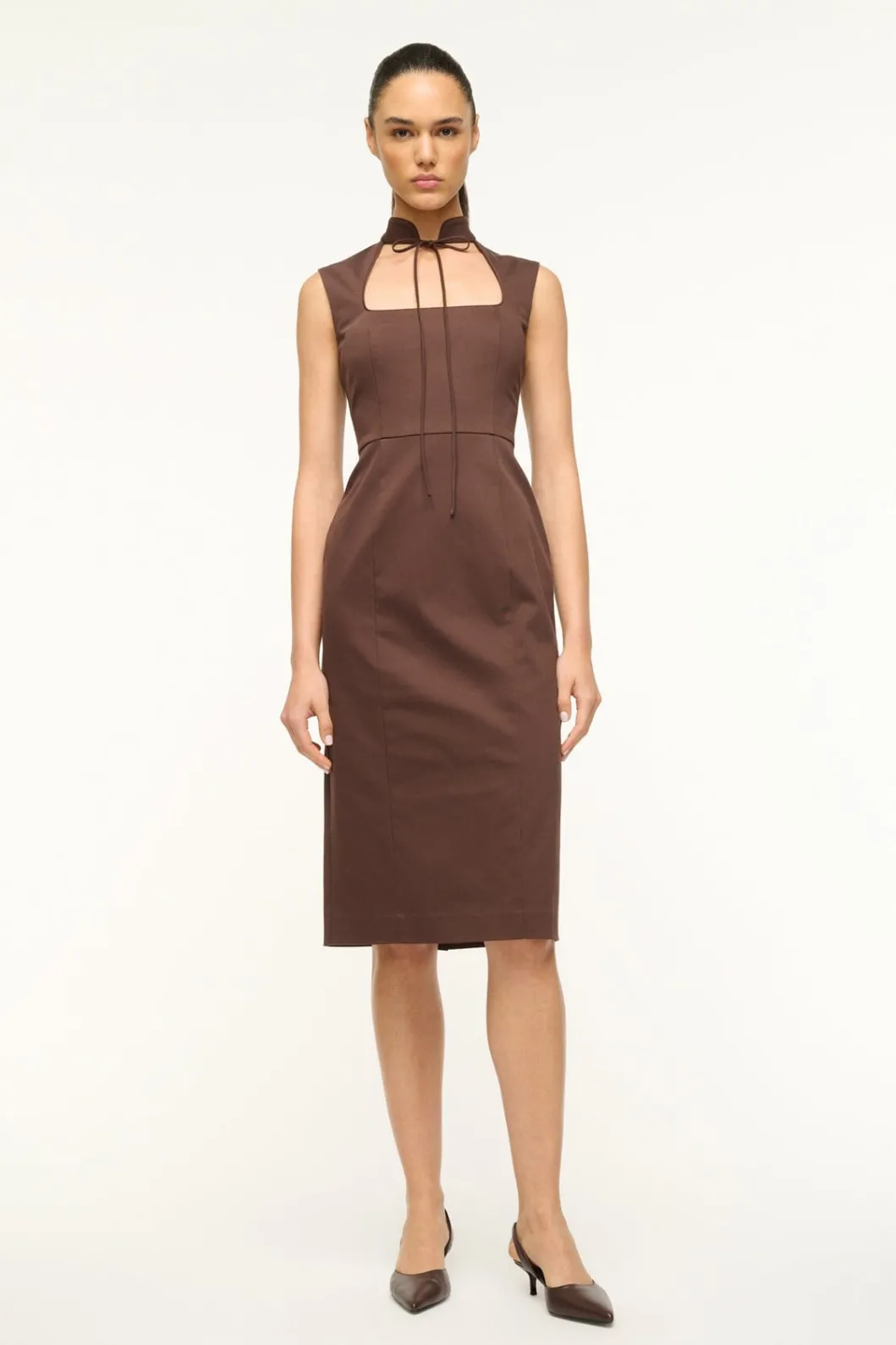 STAUD SLEEVELESS MARIANO DRESS DARK CHOCOLATE< Midi Dresses | Dresses