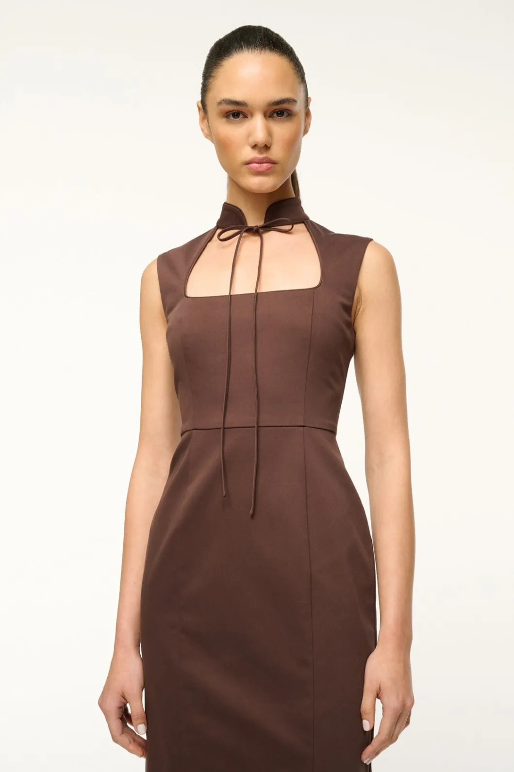 STAUD SLEEVELESS MARIANO DRESS DARK CHOCOLATE< Midi Dresses | Dresses