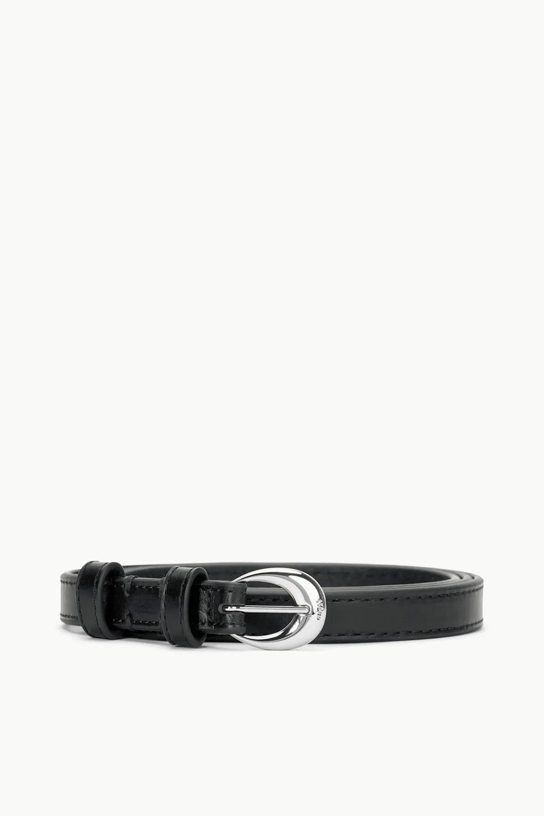 STAUD SLIM MOON BUCKLE BELT - 13MM BLACK SILVER< Accessories