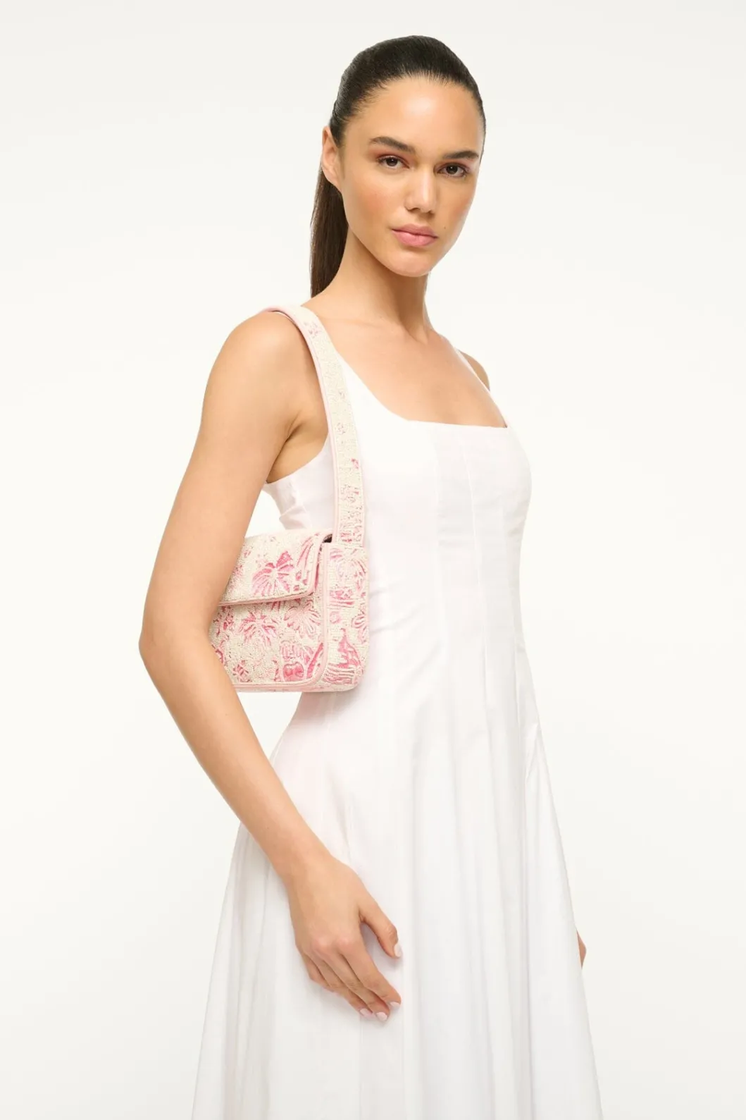 STAUD TOMMY BAG IVORY CHERRY BLOSSOM TOILE< Shoulder | Beaded/novelty