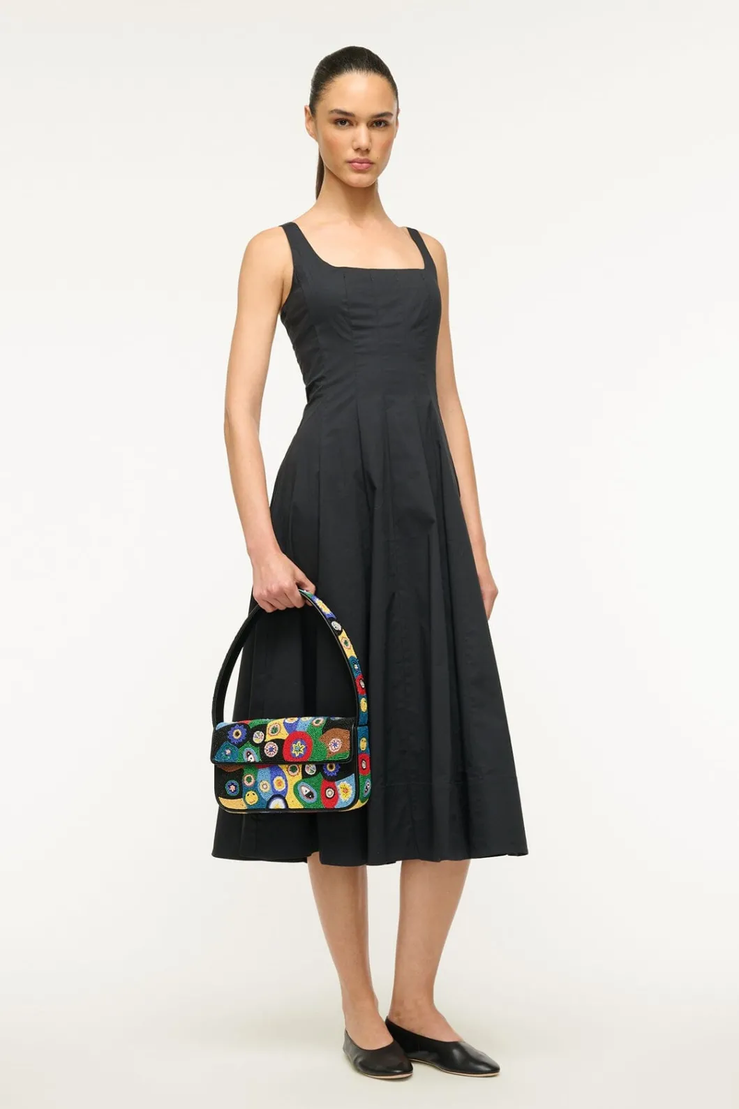 STAUD TOMMY BEADED BAG | BLACK MILLEFIORI< Shoulder | Beaded/novelty