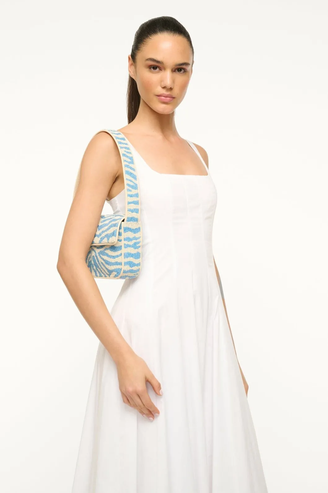 STAUD TOMMY BEADED BAG | LIGHT BLUE CREAM< Shoulder | Beaded/novelty