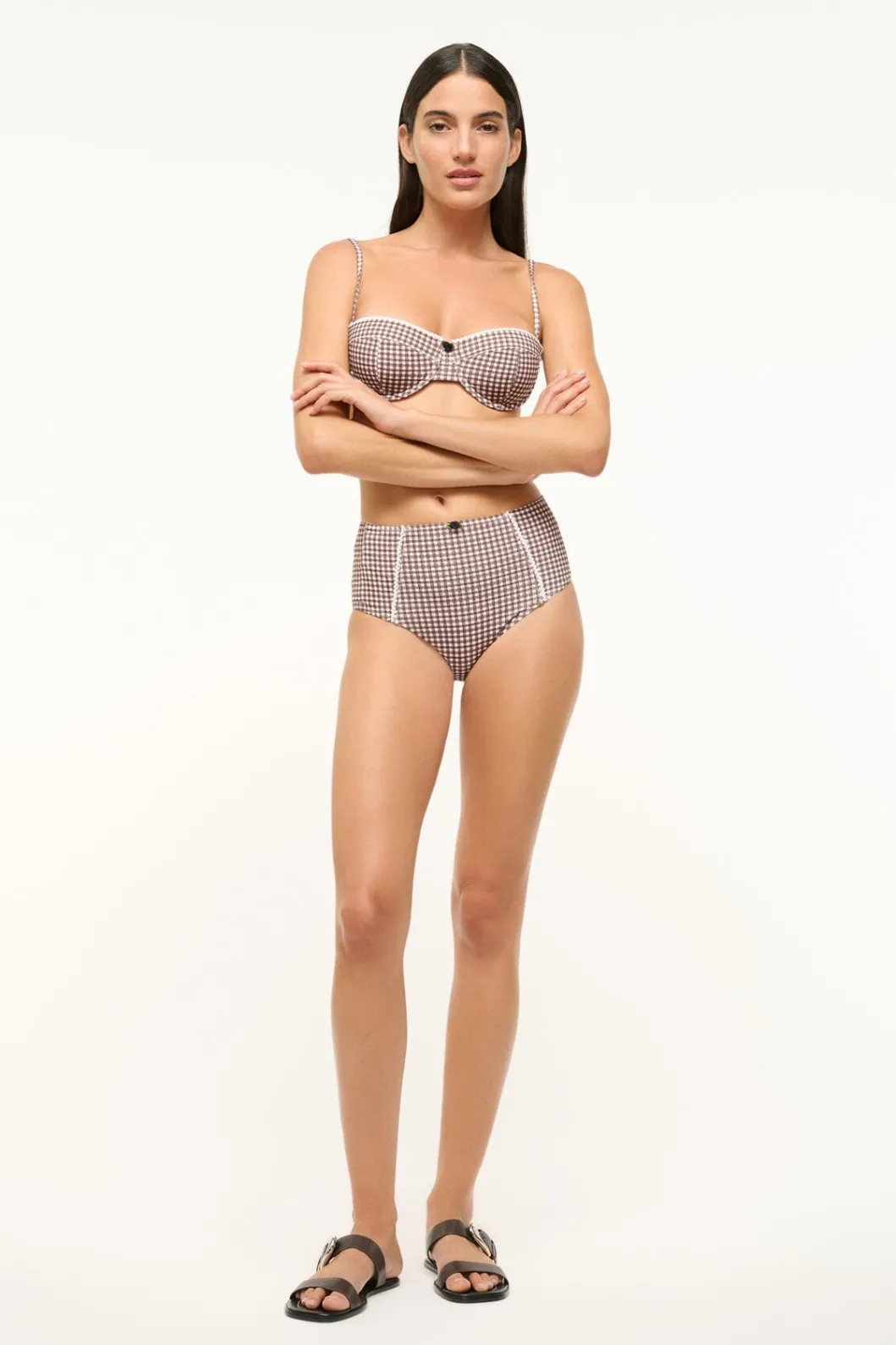 staud_wailea_bikini_bottom_dark_chocolate_micro_check_2.webp STAUD WAILEA BIKINI BOTTOM DARK CHOCOLATE MICRO CHECK< Swim | Bikinis
