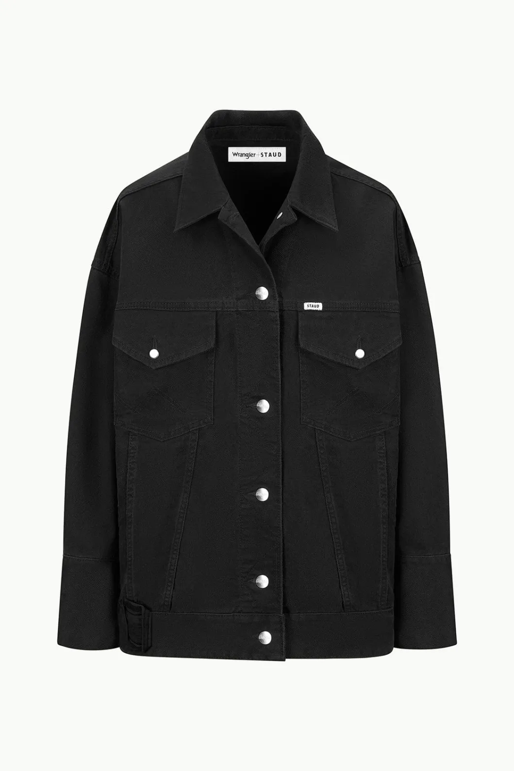 staud_wrangler_the_biggest_jean_jacket_black_5.webp STAUD WRANGLER THE BIGGEST JEAN JACKET< Denim | Outerwear & Jackets