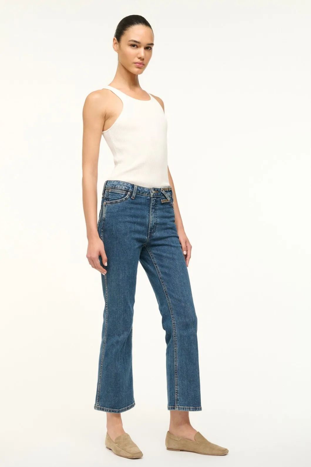 STAUD WRANGLER THE CROPPED BOOT JEAN INDIGO WASH< Denim | Pants & Shorts