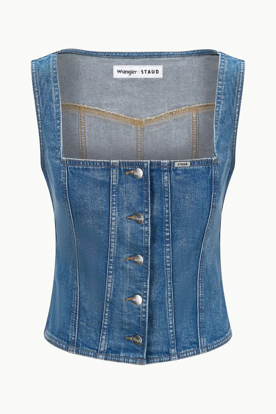 staud_wrangler_trucker_top_indigo_wash_4.webp STAUD WRANGLER TRUCKER TOP INDIGO WASH< Denim | Tops