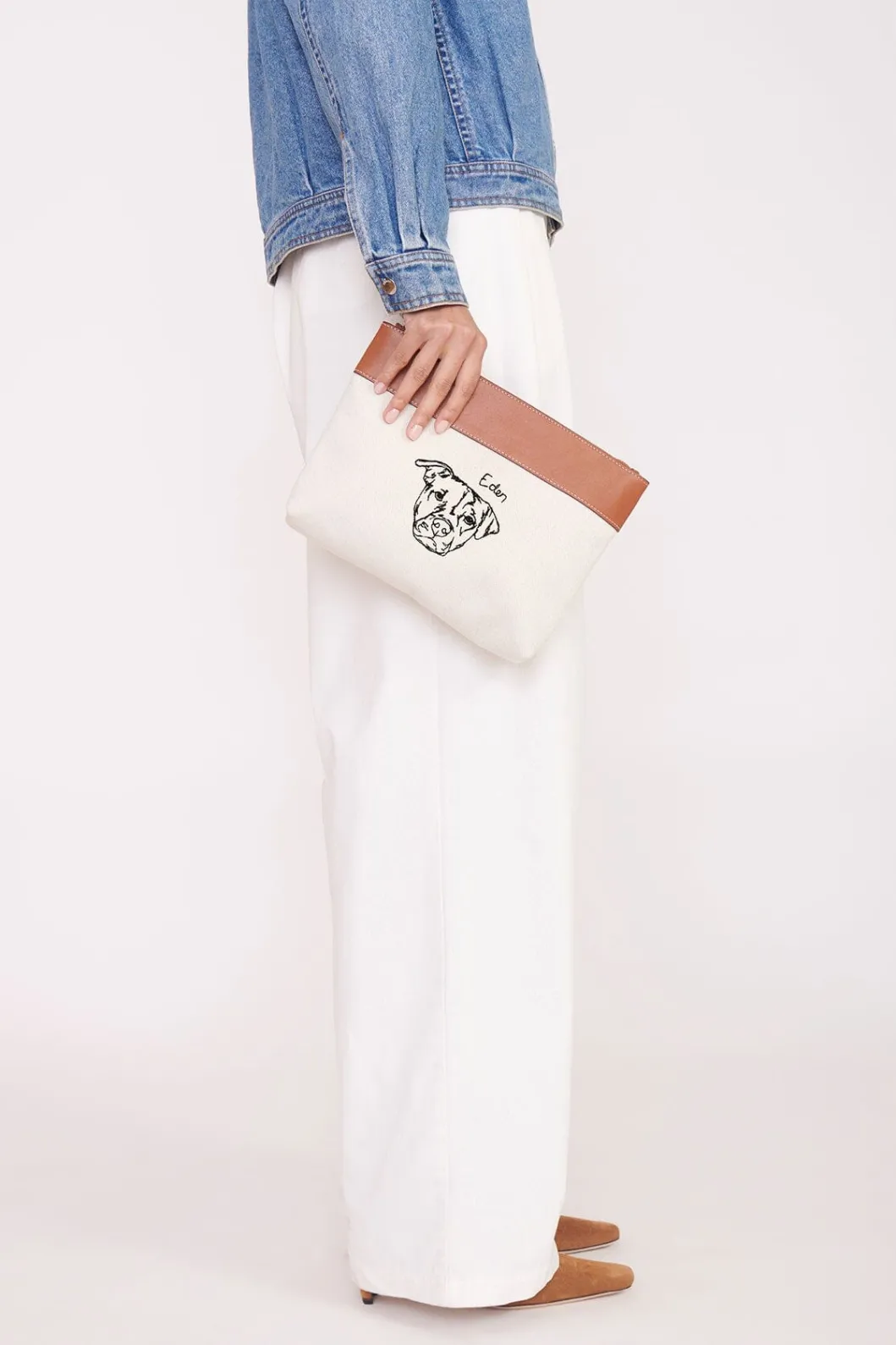 STAUD x C.BONZ CUSTOM DUCKIE ZIP POUCH | CREAM TAN< Custom Handbags