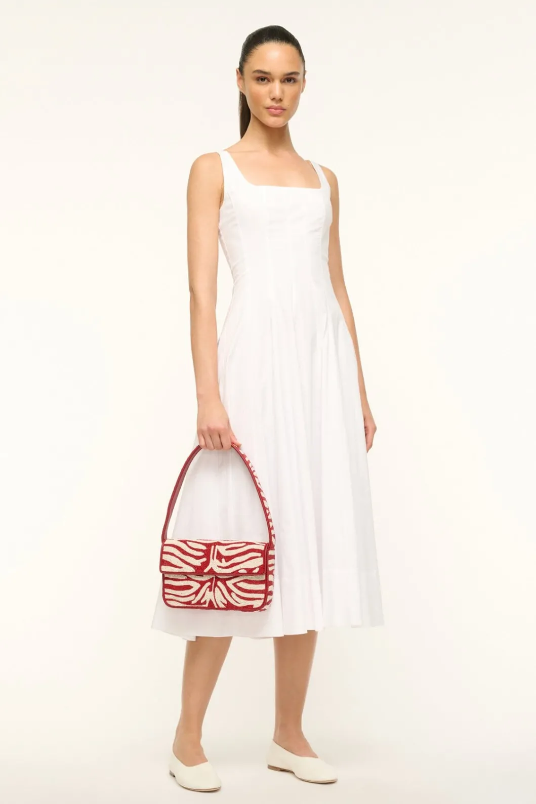 STAUD TOMMY BEADED BAG | SCARLET WHITE< Shoulder | Beaded/novelty