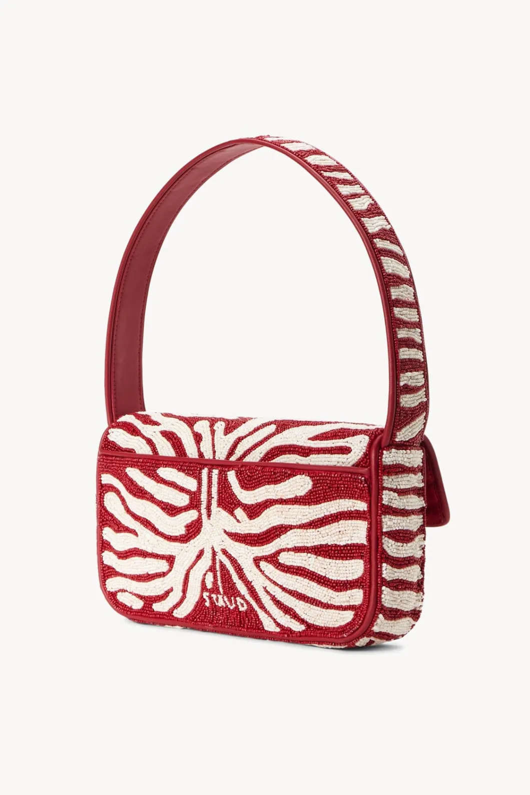 tommy_beaded_bag__scarlet_white_2.webp STAUD TOMMY BEADED BAG | SCARLET WHITE< Shoulder | Beaded/novelty